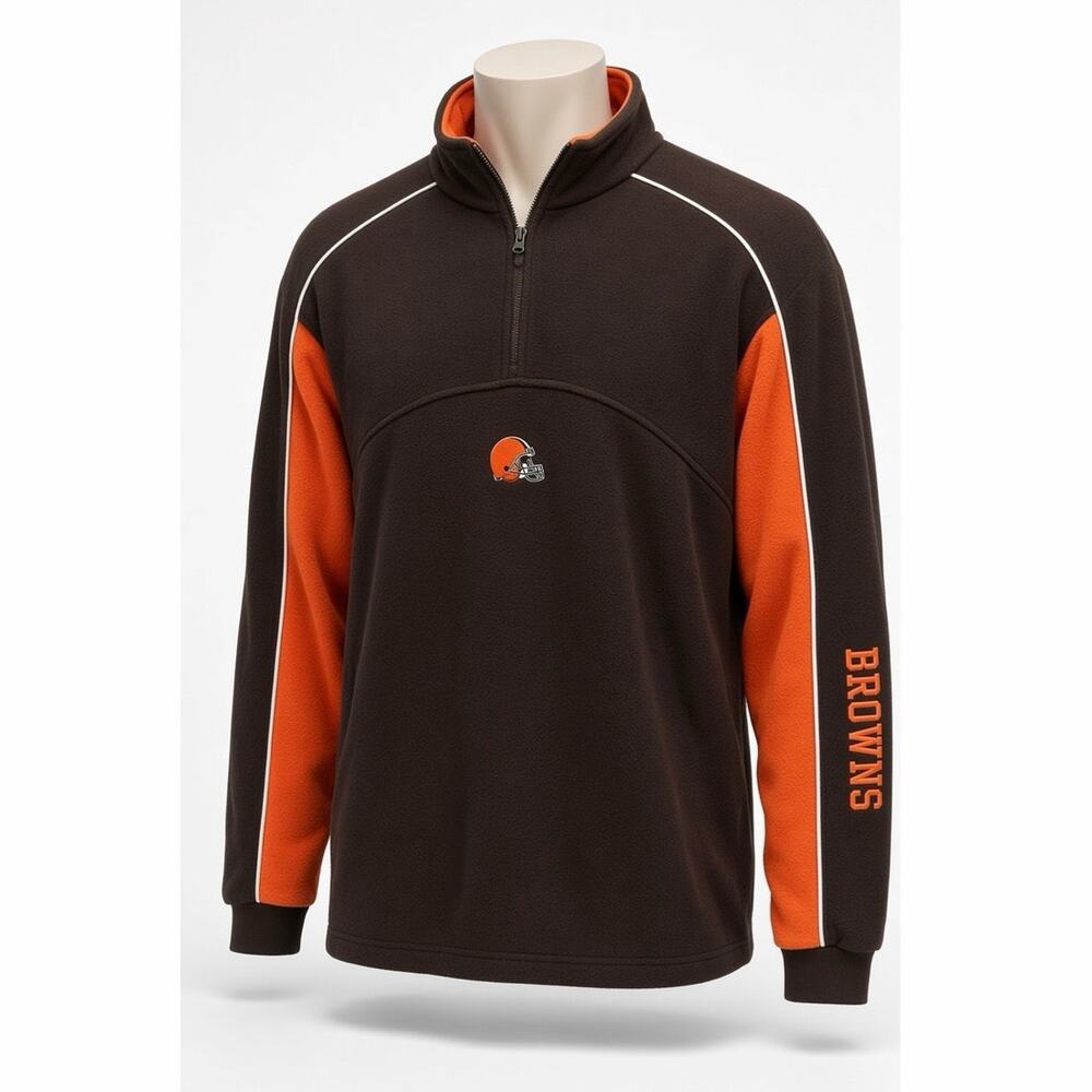 NFL Cleveland Browns Mens Large Fleece 3/4 Zip Pullover Embroidered